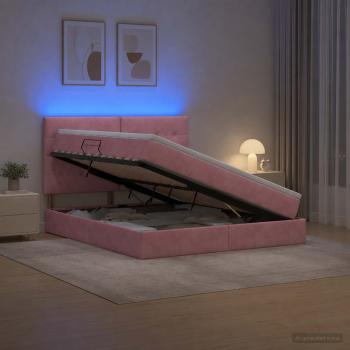 LED-Speicherbett mit Matratze Rosa 180 x 200 cm Samt