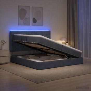 LED-Speicherbett mit Matratze Dunkelgrau 200 x 200 cm Samt