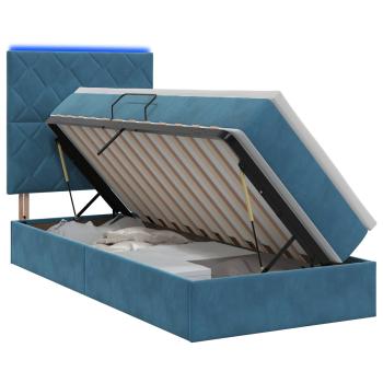 LED-Speicherbett mit Matratze Dunkelblau 100 x 200 cm Samt