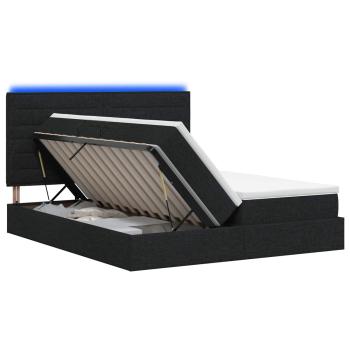 LED-Speicherbett mit Matratze Schwarz 180 x 200 cm Stoff