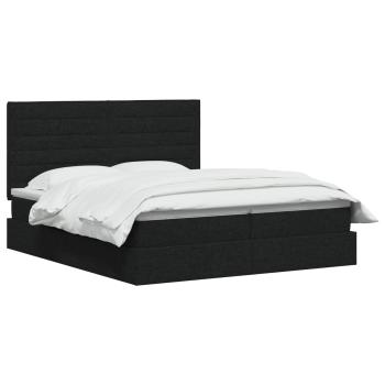 LED-Speicherbett mit Matratze Schwarz 180 x 200 cm Stoff