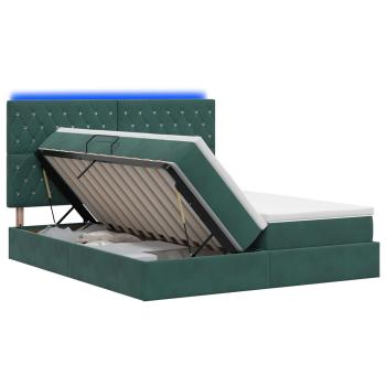 LED-Speicherbett mit Matratze Dunkelgrün 200 x 200 cm Samt