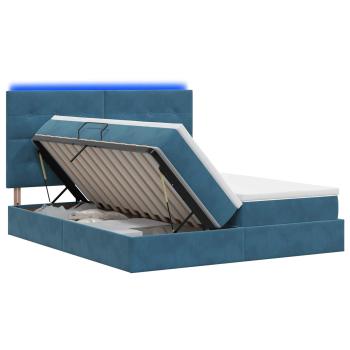 LED-Speicherbett mit Matratze Dunkelblau 180 x 200 cm Samt