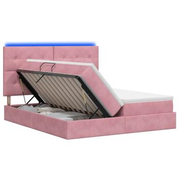 LED-Speicherbett mit Matratze Rosa 180 x 200 cm Samt