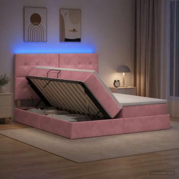 LED-Speicherbett mit Matratze Rosa 180 x 200 cm Samt