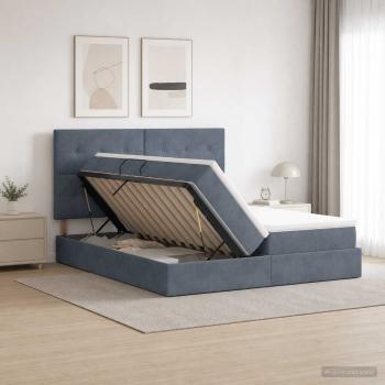 ARDEBO.de - LED-Speicherbett mit Matratze Dunkelgrau 200 x 200 cm Samt