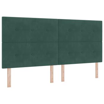 LED-Speicherbett mit Matratze Dunkelgrün 200 x 200 cm Samt