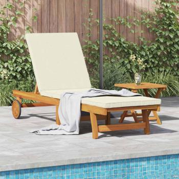 ARDEBO.de - Sonnenliege Braun und Creme 199 x 63 x 85 cm Massivholz Akazie