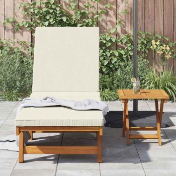 Sonnenliege Braun und Creme 199 x 63 x 85 cm Massivholz Akazie