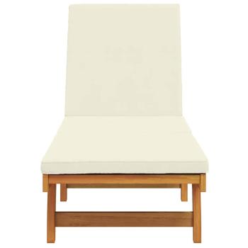 Sonnenliege Braun und Creme 199 x 63 x 85 cm Massivholz Akazie