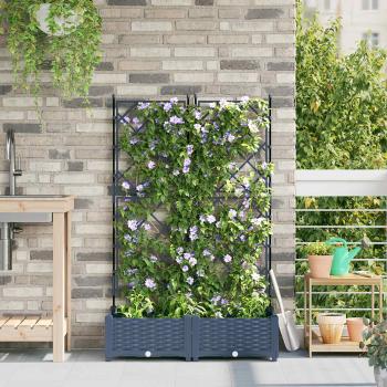 ARDEBO.de - Garten-Pflanzgefäß 2 stk. Grau 80 x 40 x 125,5 cm PP