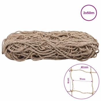 Jute Pflanzenstütznetz Natur 2 x 50 m 100% Tossa Jute