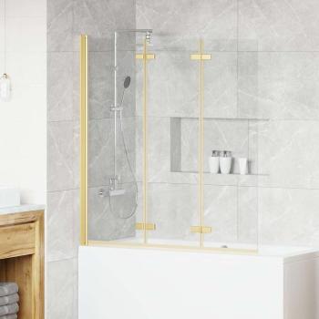 ARDEBO.de - Faltbare Duschkabine Gold 130 x 138 cm ESG-Glas und Aluminium