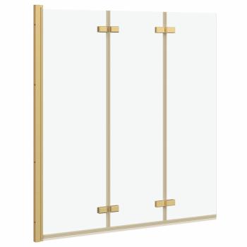 Faltbare Duschkabine Gold 130 x 138 cm ESG-Glas und Aluminium