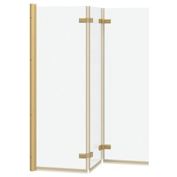 Faltbare Duschkabine Gold 130 x 138 cm ESG-Glas und Aluminium