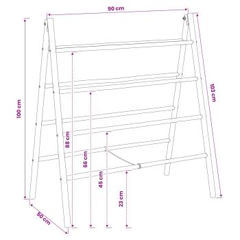 Doppelseitige Deckenleiter Schwarz 90 x 50 x 100 cm Bambus