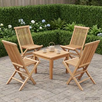 ARDEBO.de - Klappbarer Gartenstuhl 4 stk. Natur Massivholz Teak