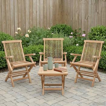 ARDEBO.de - Klappbarer Gartenstuhl 3 stk. Natur Massivholz Teak
