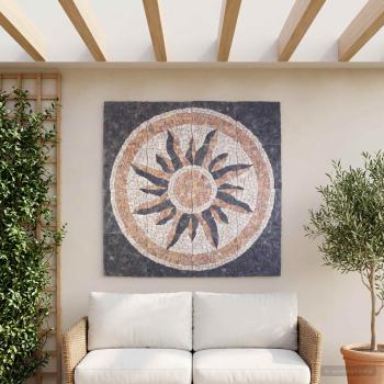 Mosaikfliesen Sonnenmuster Mehrfarbig 120 x 120 cm aus Marmor