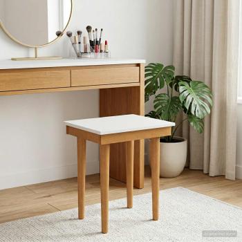 ARDEBO.de - Hocker für Schminktisch FAUSKE Weiß 40 x 33 x 45 cm