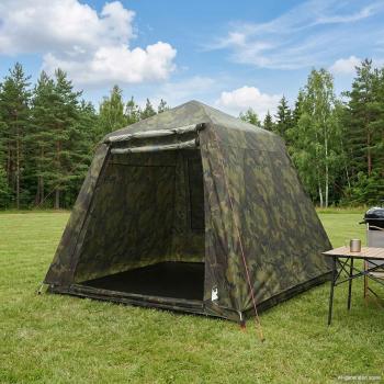 ARDEBO.de - Angelzelt mit Schnellverschluss 4-Personen Helles Camouflage