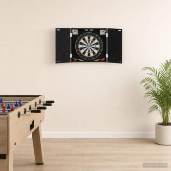 ARDEBO.de - Dartboard Schrank Schwarz Eichen-Optik 56 x 12 x 53,5 cm