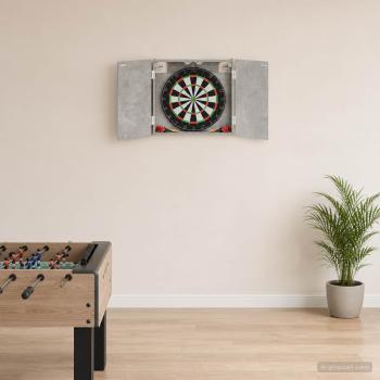 ARDEBO.de - Dartboard Schrank Betongrau 56 x 12 x 53,5 cm Holzwerkstoff