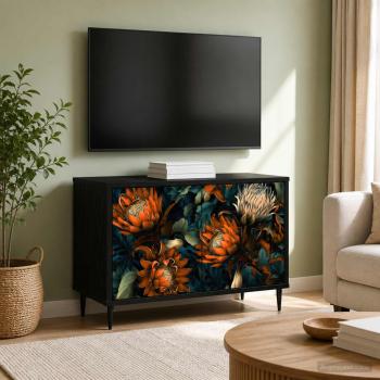 ARDEBO.de - TV-Schrank LOCHEM 69 x 33 x 50,5 cm Schwarz Eichen-Optik