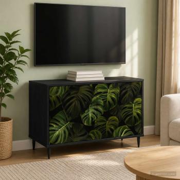 ARDEBO.de - TV-Schrank ELBURG 69 x 33 x 50,5 cm Schwarz Eichen-Optik