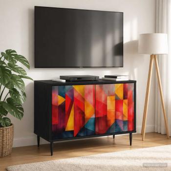 ARDEBO.de - TV-Schrank HEESCH 69 x 33 x 50,5 cm Schwarz Eichen-Optik