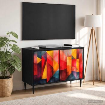 TV-Schrank HEESCH 69 x 33 x 50,5 cm Schwarz Eichen-Optik
