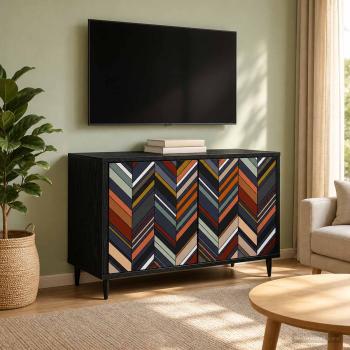ARDEBO.de - TV-Schrank OMMEN 69 x 33 x 50,5 cm Schwarz Eichen-Optik