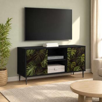 ARDEBO.de - TV-Schrank ELBURG 102 x 33 x 51 cm Schwarz Eichen-Optik