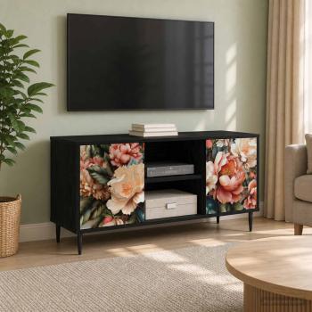 ARDEBO.de - TV-Schrank BORNE 102 x 33 x 51 cm Schwarz Eichen-Optik