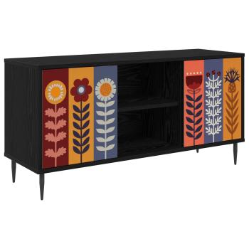 TV-Schrank ESSEN 102 x 33 x 51 cm Schwarz Eichen-Optik