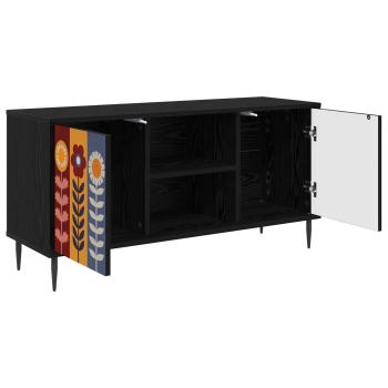 TV-Schrank ESSEN 102 x 33 x 51 cm Schwarz Eichen-Optik