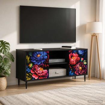 ARDEBO.de - TV-Schrank KIEL 102 x 33 x 51 cm Schwarz Eichen-Optik