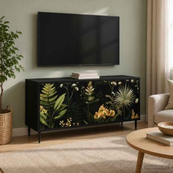 ARDEBO.de - TV-Schrank RHENEN 102 x 33 x 51 cm Schwarz Eichen-Optik