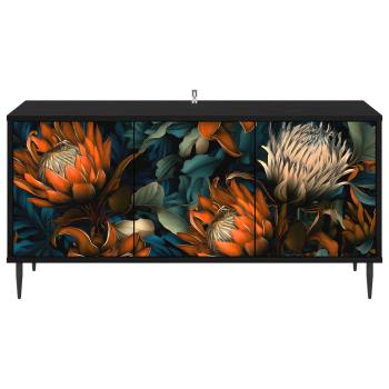 TV-Schrank LOCHEM 102 x 33 x 51 cm Schwarz Eichen-Optik