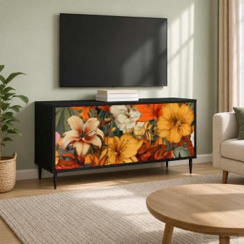 ARDEBO.de - TV-Schrank GENNEP 102 x 33 x 51 cm Schwarz Eichen-Optik
