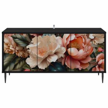 TV-Schrank BORNE 102 x 33 x 51 cm Schwarz Eichen-Optik