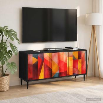 ARDEBO.de - TV-Schrank HEESCH 102 x 33 x 51 cm Schwarz Eichen-Optik