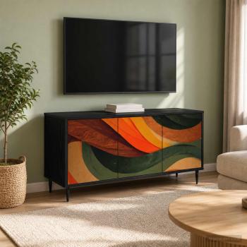 ARDEBO.de - TV-Schrank BONN 102 x 33 x 51 cm Schwarz Eichen-Optik