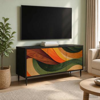 TV-Schrank BONN 102 x 33 x 51 cm Schwarz Eichen-Optik