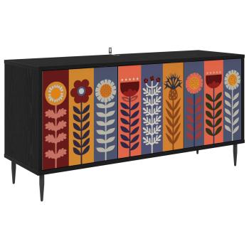 TV-Schrank ESSEN 102 x 33 x 51 cm Schwarz Eichen-Optik