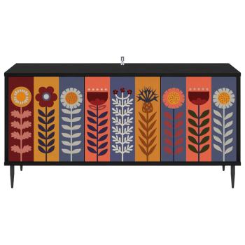 TV-Schrank ESSEN 102 x 33 x 51 cm Schwarz Eichen-Optik