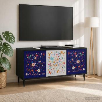 ARDEBO.de - TV-Schrank MAINZ 102 x 33 x 51 cm Schwarz Eichen-Optik