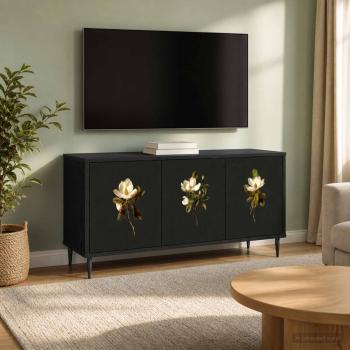 ARDEBO.de - TV-Schrank BREMEN 102 x 33 x 51 cm Schwarz Eichen-Optik