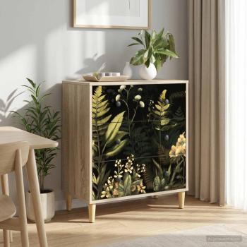 ARDEBO.de - Kommode RHENEN Dschungelmotiv 66 x 36,5 x 75 cm Holzwerkstoff