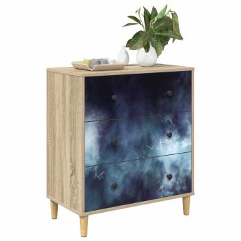 Kommode RAALTE Blaue Marmorierung 66 x 36,5 x 75 cm Sonoma